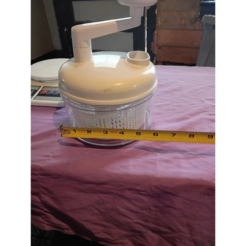 Vintage Manual Food Processor Salad Spinner Hand Crank Chopper Mixer Bowl